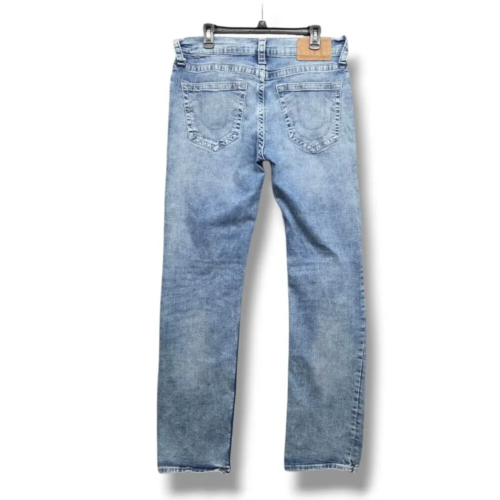 True Religion Ricky Jeans Mens‎ 34 x 34 Relaxed Straight Distressed Light Wash